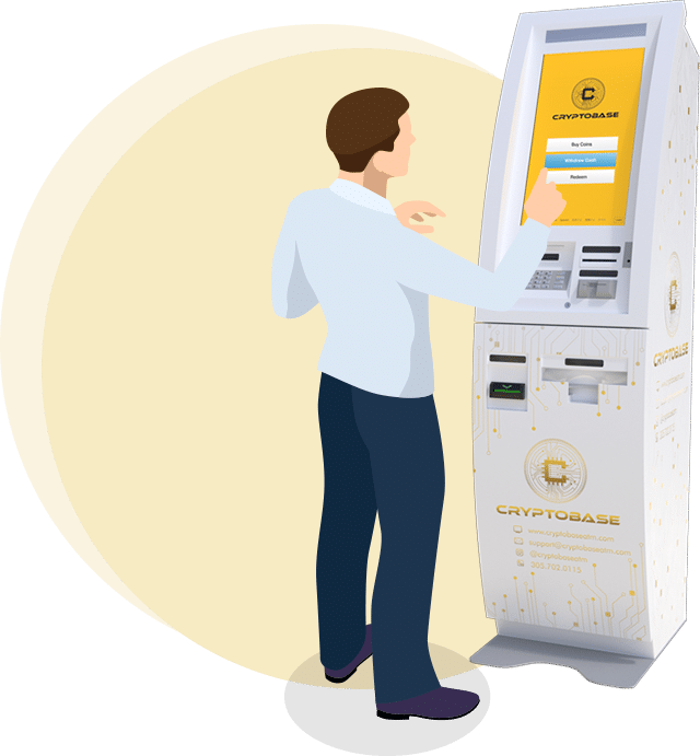man buying Bitcoin from a Bitcoin ATM
